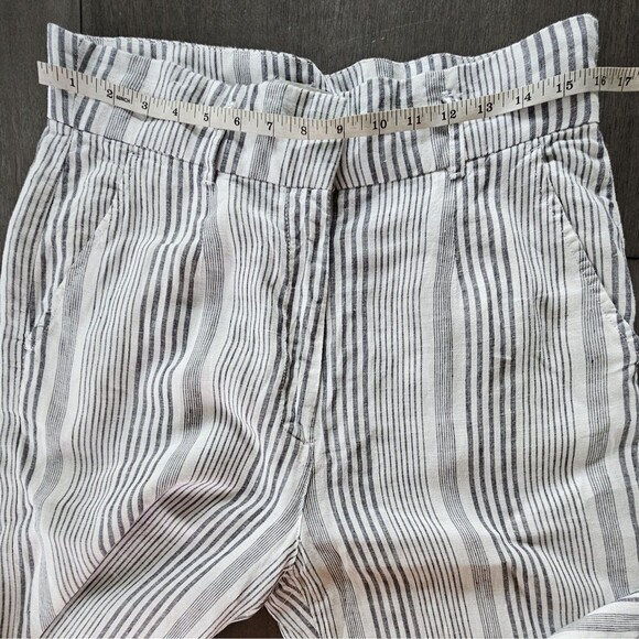 C & C California Linen Wide Leg Pants Size 10 Gray White Stripe Coastal Beach - Picture 4 of 7